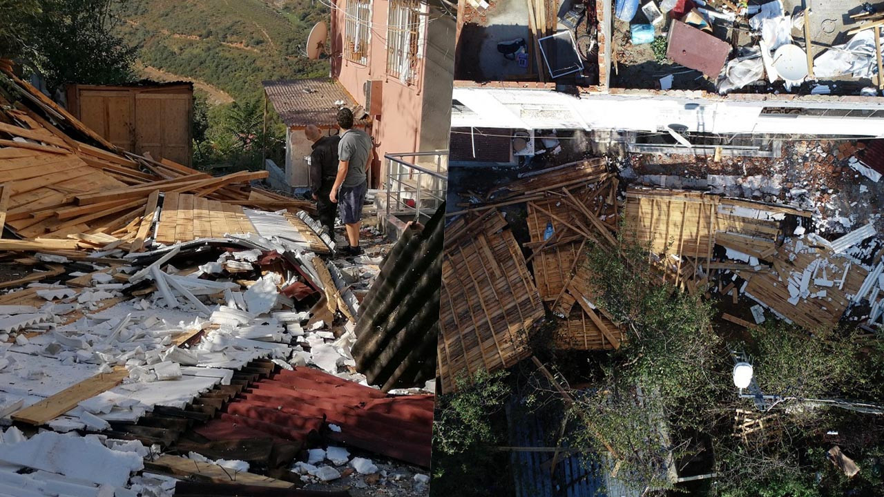 5 dakikada ortalık birbirine girdi... Sultangazi'de fırtına çatıları uçurdu