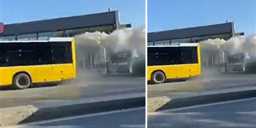 İETT otobüslerinde arıza bitmiyor! Arkasından dumanlar çıkarak trafikte ilerledi...