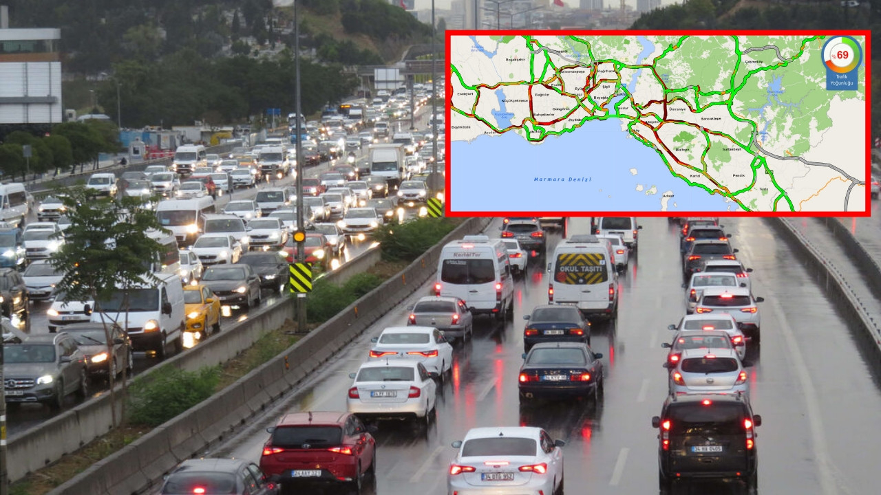İstanbullular dikkat! Trafik yoğunluğu yağmur sonrası yüzde 69 oldu...
