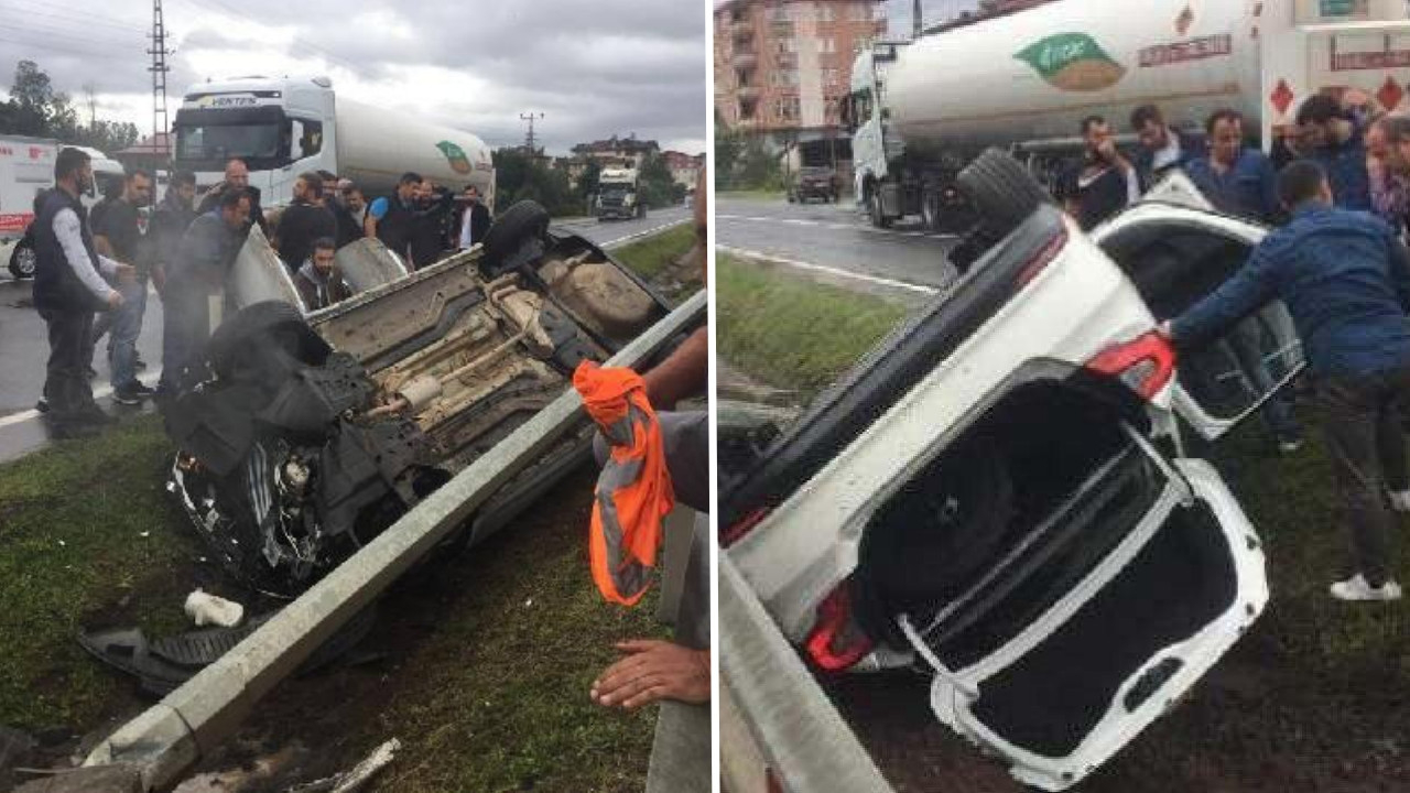 Korkunç kaza! Kaymakam ve şoförü takla atan araçta sıkıştı! İşte olay yerinden ilk görüntüler...