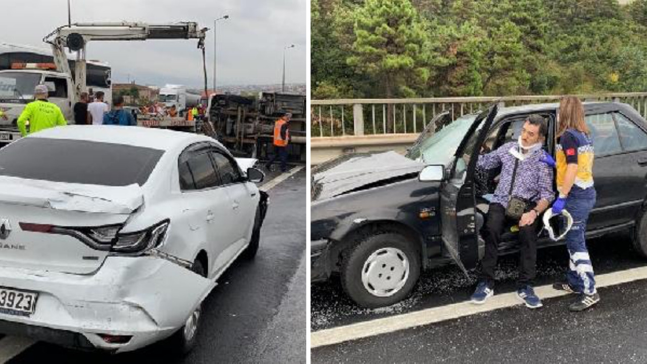 TEM'de 7 araç birbirine girdi! Yol trafiğe kapatıldı...