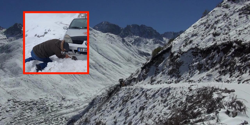 Rize beyaza büründü... Araçlar kara saplandı