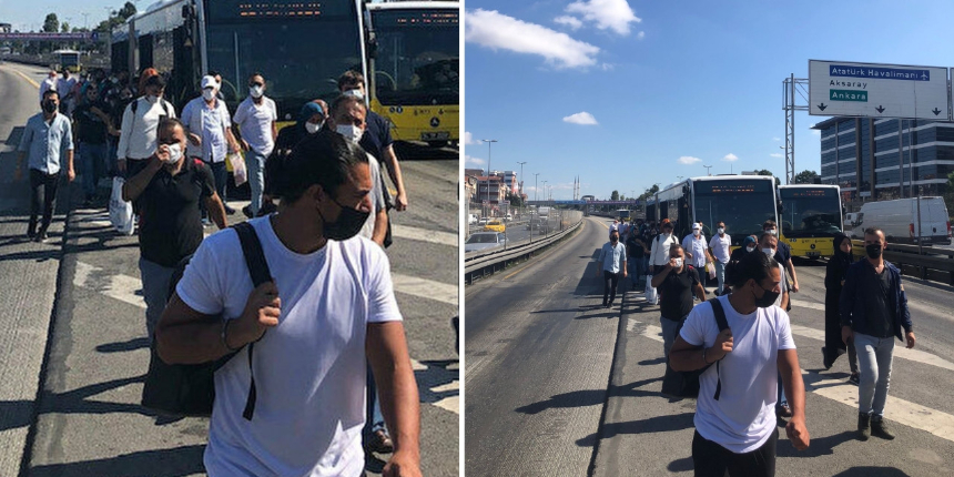 İstanbullunun sabah sporu: Arızalanan metrobüs arıza yaptı, vatandaşlar bir sonraki durağa kadar yürüdü...