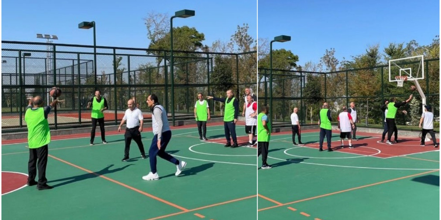 Cumhurbaşkanı Recep Tayyip Erdoğan bakanlarla basketbol oynadı