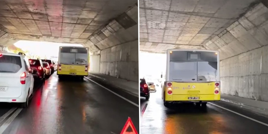 İstanbullunun İETT çilesi erken saatlerde başladı! Yolda arızalandı, trafiği felç etti!