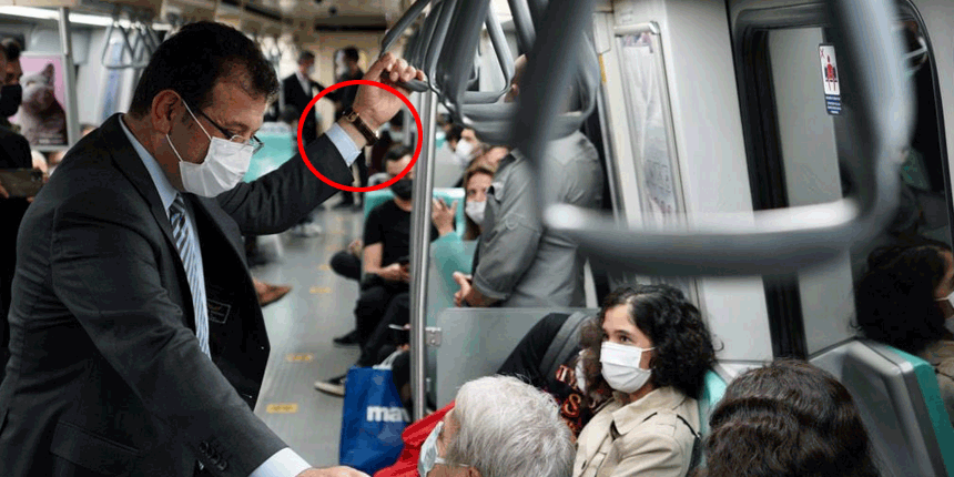 Halka karışmak için metroya binen İmamoğlu'nun kolundaki 100 bin dolarlık saat dikkat çekti!