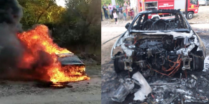 Park halindeki otomobil, alev topuna döndü!