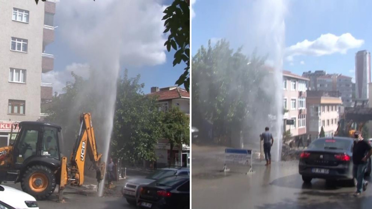 Ataşehir'de günlerdir bitmeyen İSKİ çalışmasında boru patladı! 1,5 saat boyunca içme suyu fışkırdı