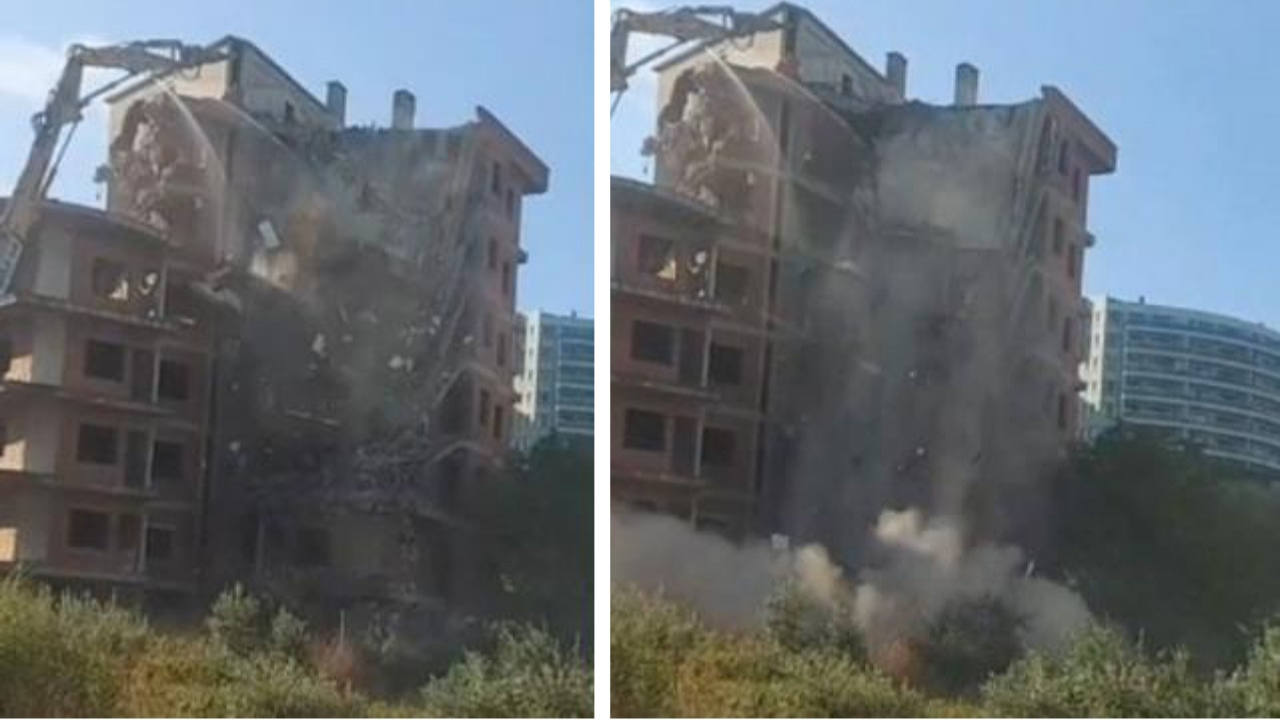 Böyle inşaat yıkımı görülmedi! Kepçe operatörü değdiği an tuzla buz oldu....