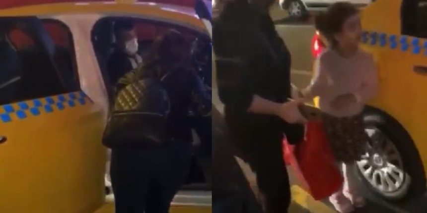 Ataşehir’de bir taksici çocuklu yolcuyu almadı, o anlar kameraya yansıdı