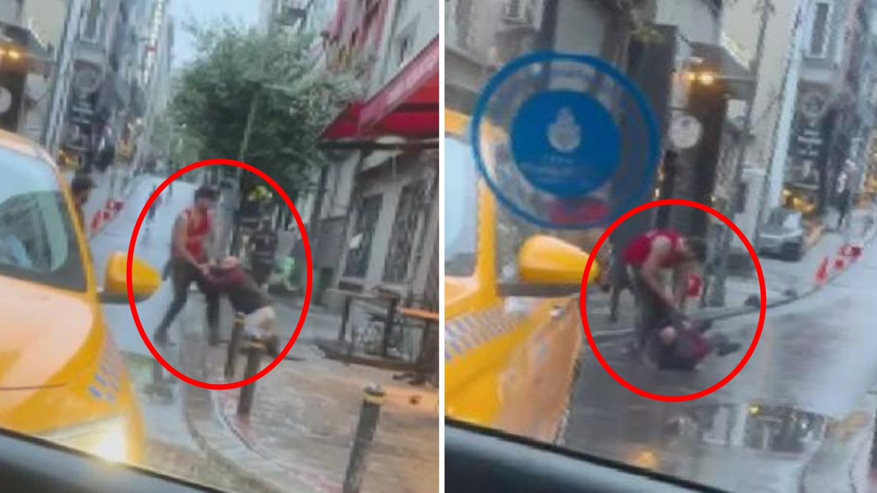 ABD'li turist Şişli'de dehşet yaşattı! Otel çalışanını sokak ortasında tekme tokat dövdü...