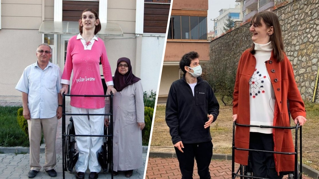 Dünyanın en uzun erkeğinin ardından en uzun kadını da Türkiye'den! 24 yaşındaki Rümeysa'nın boyu tam 2 metre 15 cm