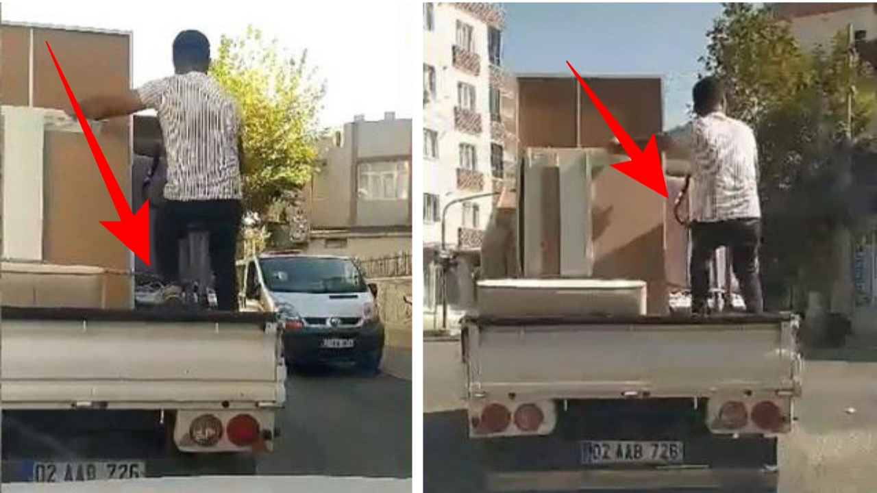 Trafikte şaşkınlık yaratan olay: Kamyonetin kasasında bakın ne yaptı!