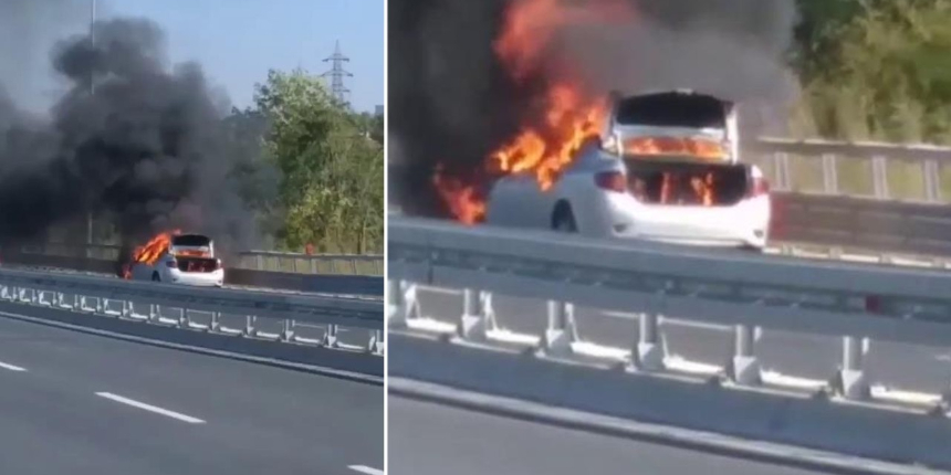 Maltepe'de seyir halindeki otomobil alev alev yandı!