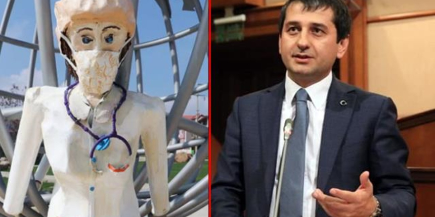 Heykelleri eleştiren İYİ Partili Özkan, belediyenin CHP'li olduğunu öğrenince paylaşımını sildi