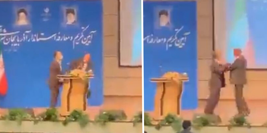 İran bu saldırıyı konuşuyor: Doğu Azerbaycan valisine kürsüde konuşma yaparken tokat atıldı!