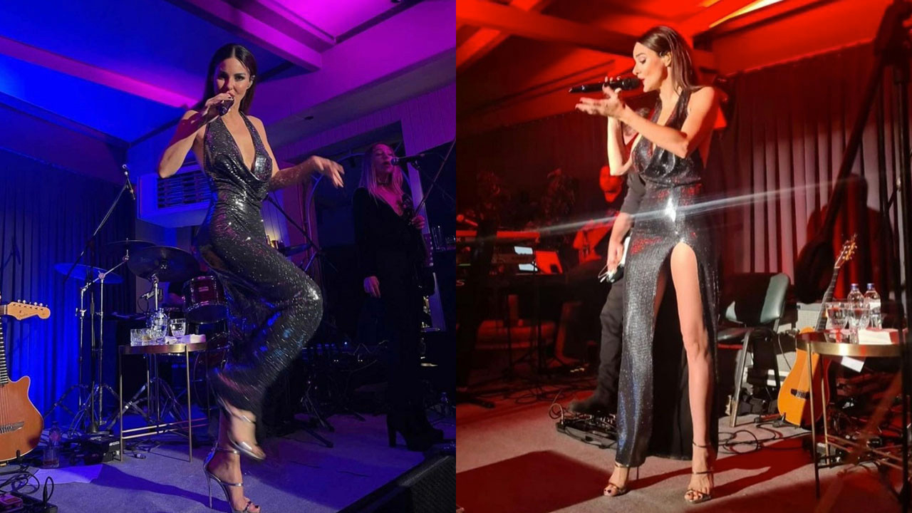 Defne Samyeli sahneyi salladı! Bacak ve sırt dekolteli elbisesiyle göz kamaştırdı