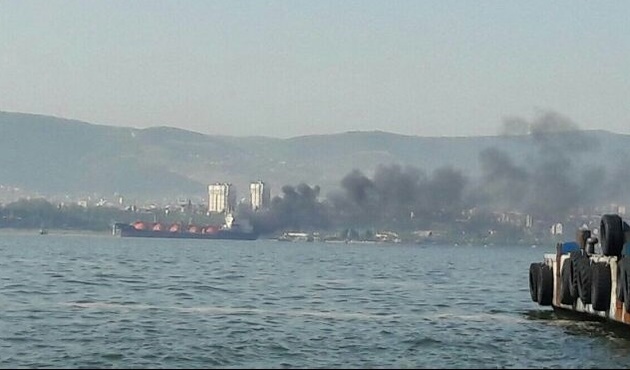 Kocaeli Körfezi'nde LPG yüklü tankerde yangın! / VİDEO