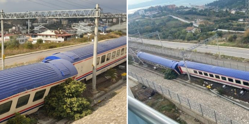 Kocaeli Gebze'de korkunç kaza: Yolcu treni raylardan çıktı!