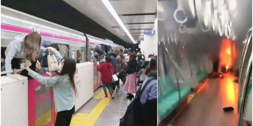 Tokyo'da yolcu dolu treni yakmak isteyen saldırgan dehşet saçtı, yaralılar var...
