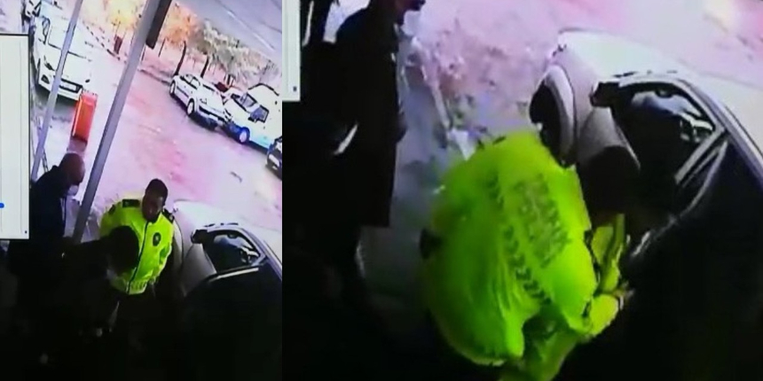 Kaza yapan 9 aylık hamile kadını polisler hastaneye götürdü