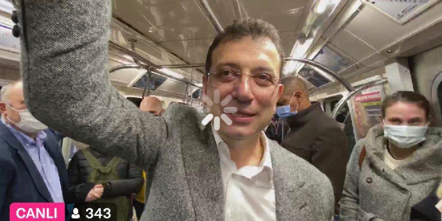 İBB Başkanı İmamoğlu 'Metroda internet var' yayını yaparken bağlantı koptu