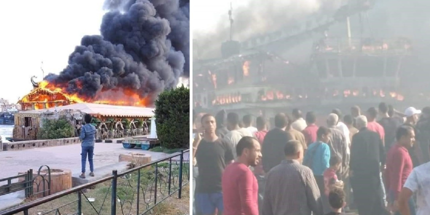 Nil Nehri'nin gözde gemisi alev alev yandı