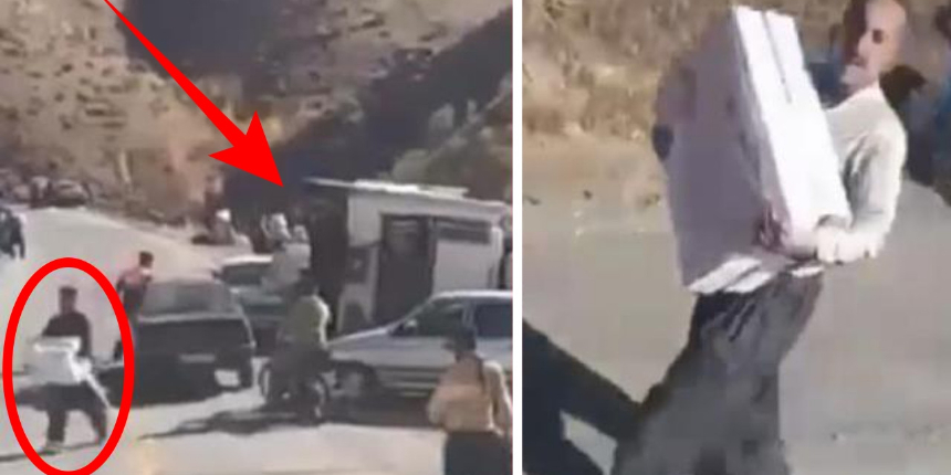 İran'da şoke eden anlar! Kaza yapan Türk TIR'ından saçılan tavuk kolileri yağmalandı!