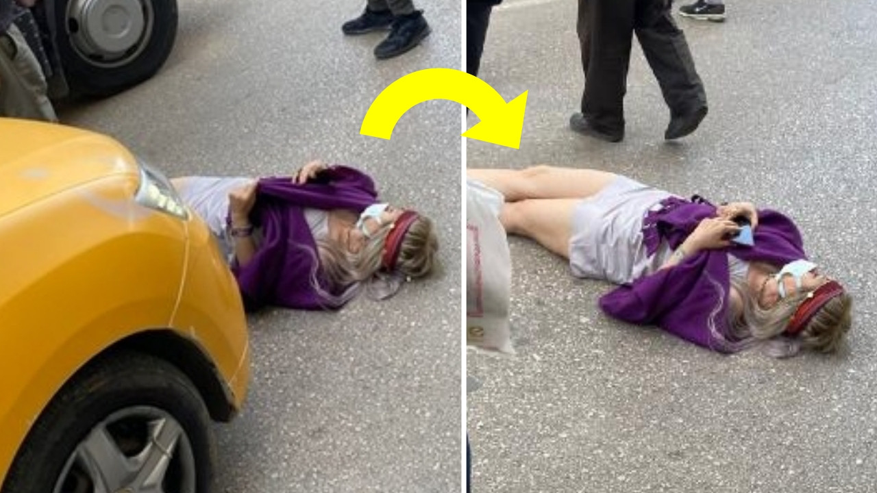 Caddenin ortasındaki kadının yaptıkları hayrete düşürdü! Görenler şoke oldu...