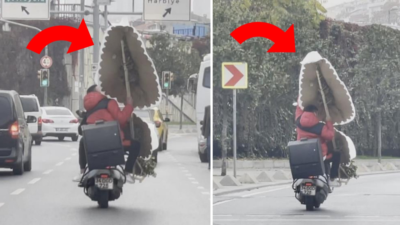 Beyoğlu'nda şaşkına çeviren olay! Motosiklet sürücüsünün taşıdığı ağızları açıkta bıraktı...
