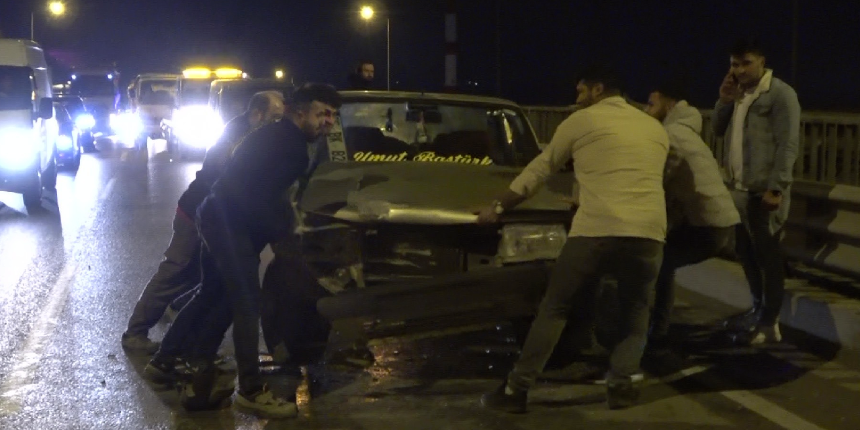 200 metrede 5 kaza oldu, 14 araç birbirine girdi