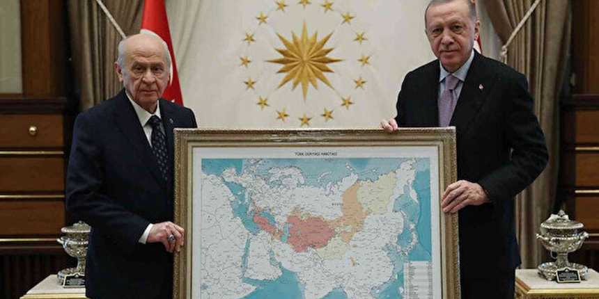 Yunan basını, Erdoğan ve Bahçeli'nin 'Türk Dünyası' haritası ile pozunu 'kışkırtıcı' buldu!