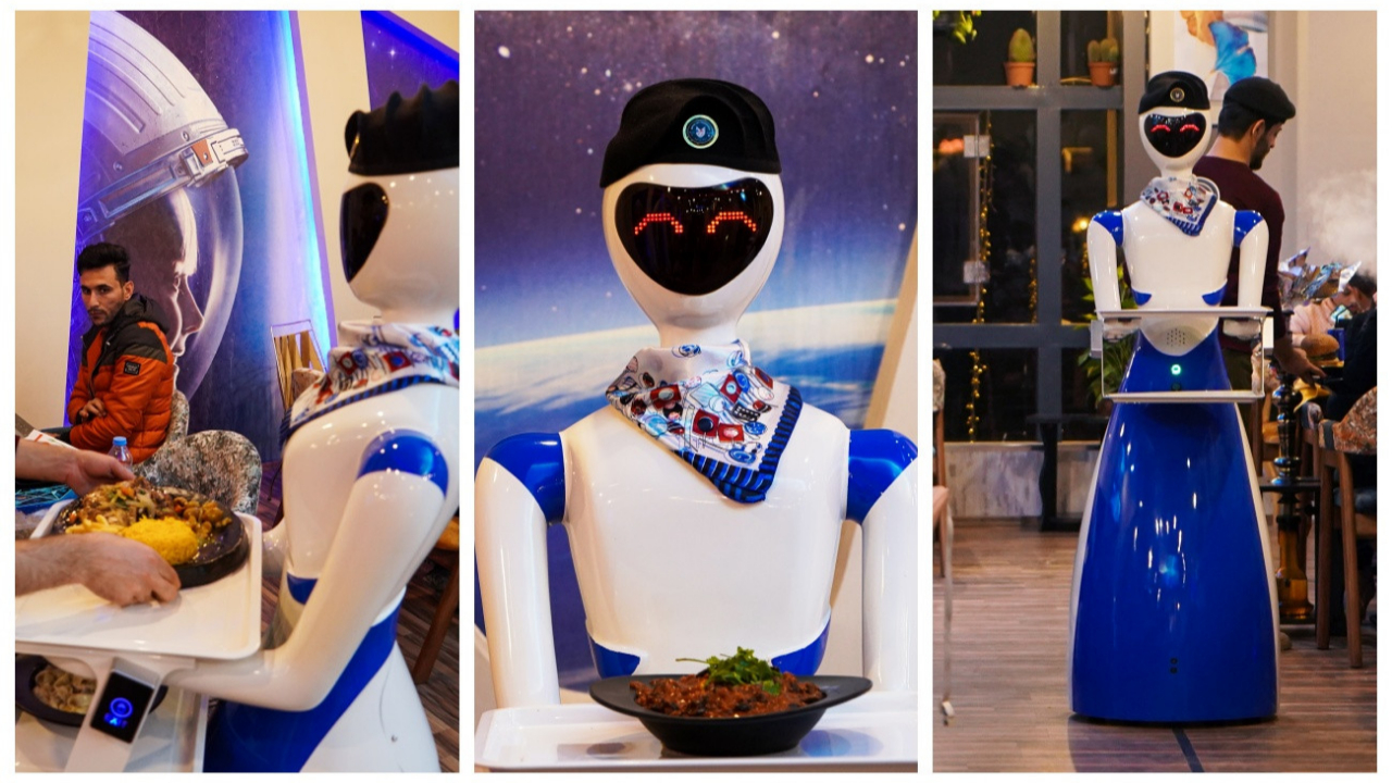 Bu restoranda yemekler robot garsonlar tarafından servis ediliyor