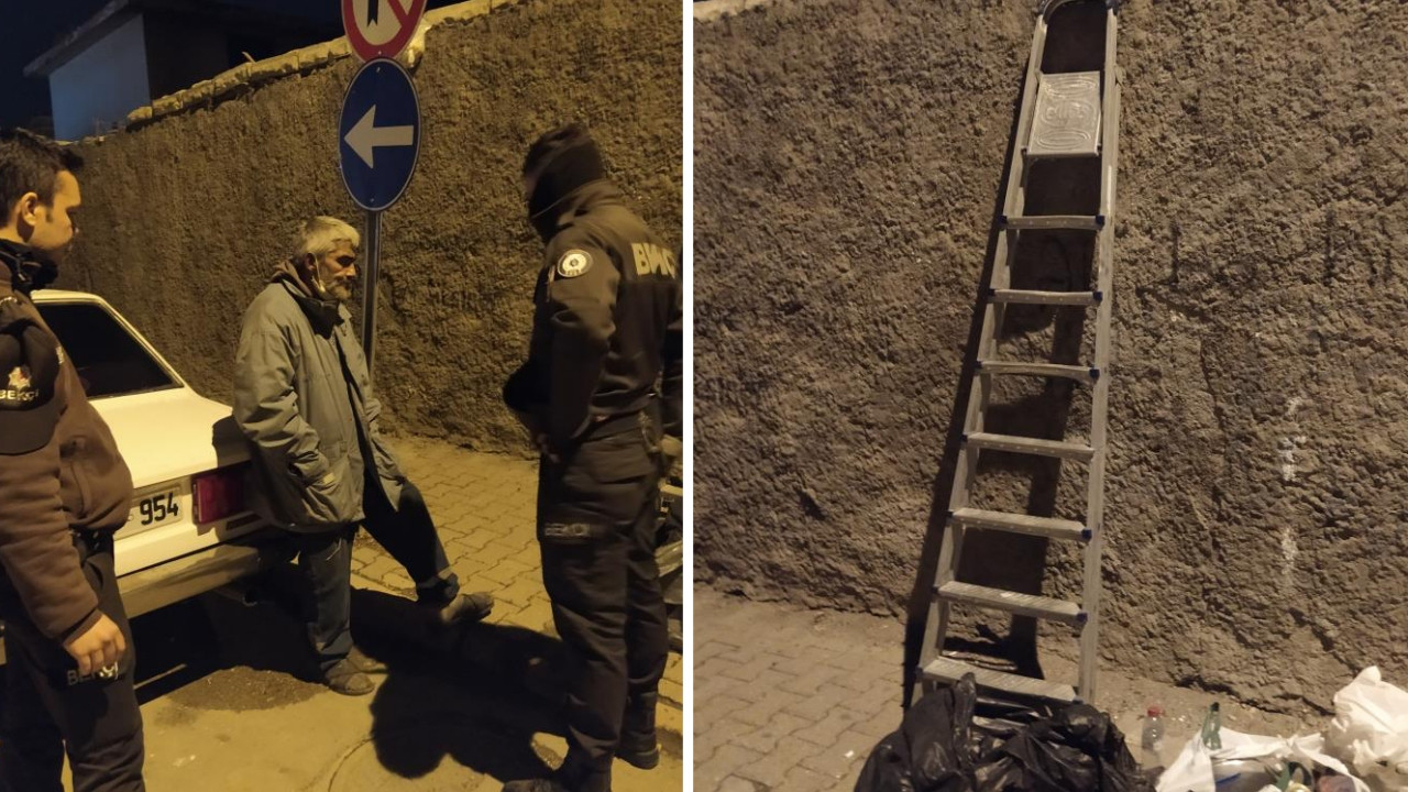 Elinde merdivenle bekçilere yakalandı! 'Boyacıyım' dedi gerçek bambaşka çıktı...
