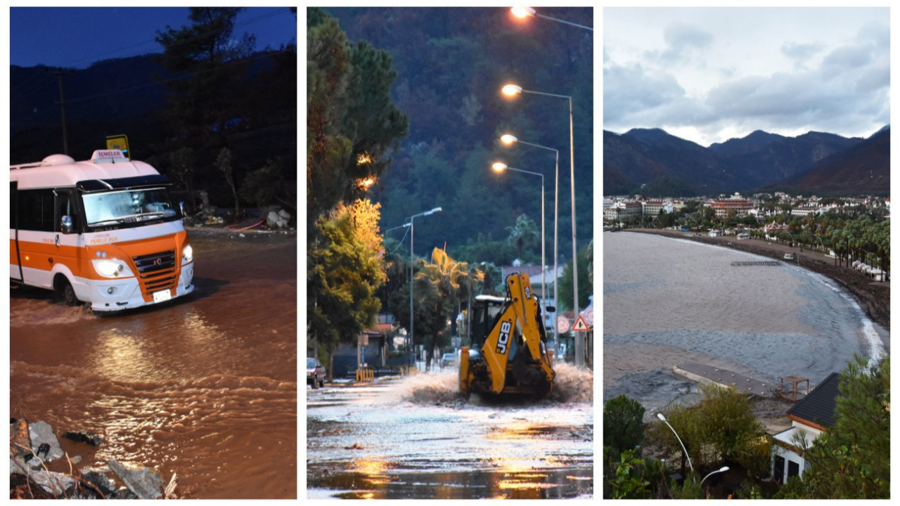 Muğla'yı sel vurdu! Marmaris'te dereler taştı, evleri su bastı, kaya parçaları yolları kapattı...