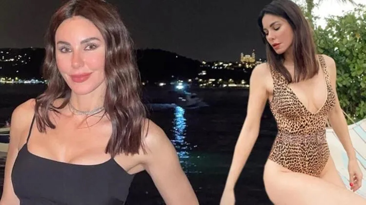 Defne Samyeli ödül törenine kızlarını yolladı! Kendisi siyah bikinisiye havuz şov yaptı!