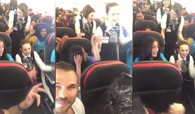 Hostesler dayanamadı "Lorke Lorke" eşliğinde halay çekti... / VİDEO