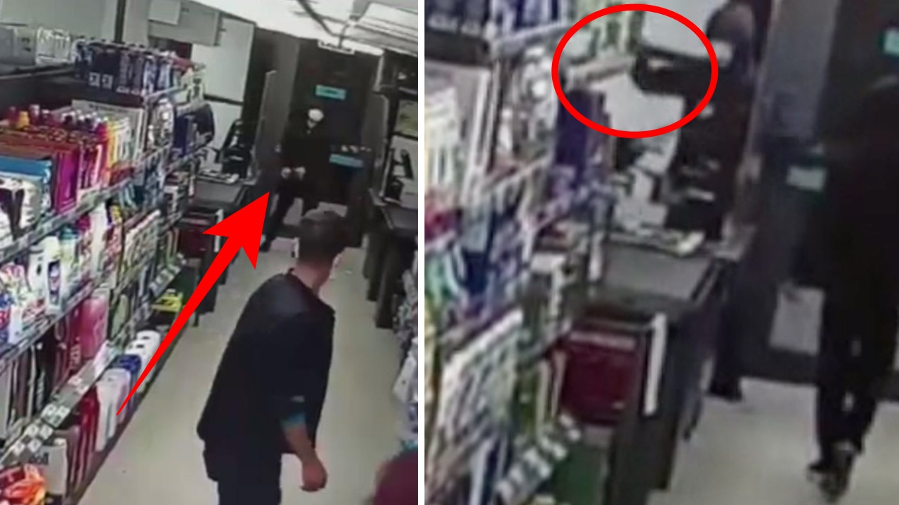 Markete müşteri gibi girip kadın kasiyeri defalarca bıçakladılar! Korku dolu anlar kamerada...