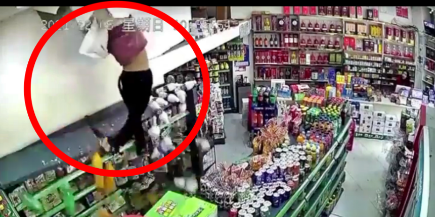 Evinde zıplayan kadın zemini delerek alt kattaki markete düştü!