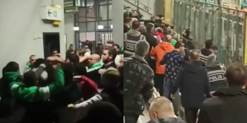 Bursaspor - Manisa BBSK maçında taraftarlar tekme tokat kavga etti