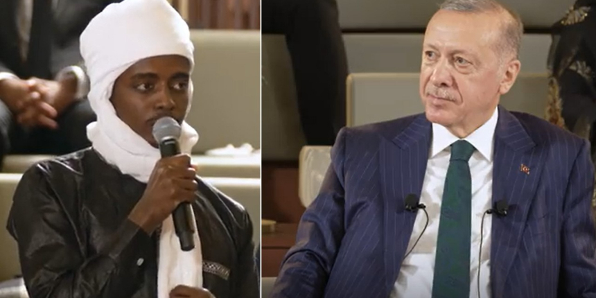 Erdoğan paylaştı! Çadlı genç, "Daha adil bir dünya için biz varız" dedi