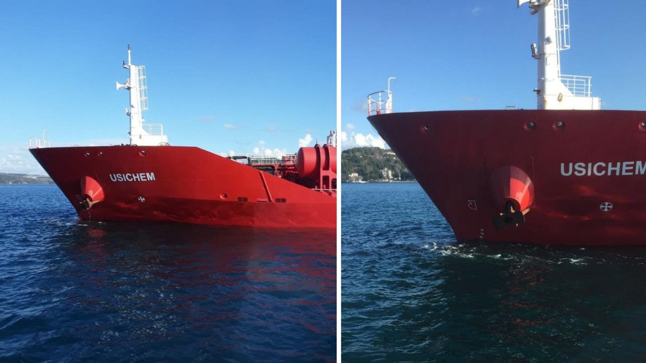 Ayçiçek yağı yüklü tankerin demiri düştü! İstanbul Boğazı çift yönlü gemi trafiğine kapatıldı!