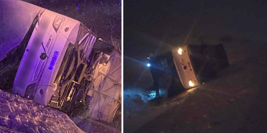 Tatvan'da tipi ve fırtına nedeniyle iki otobüs devrildi: 35 yaralı