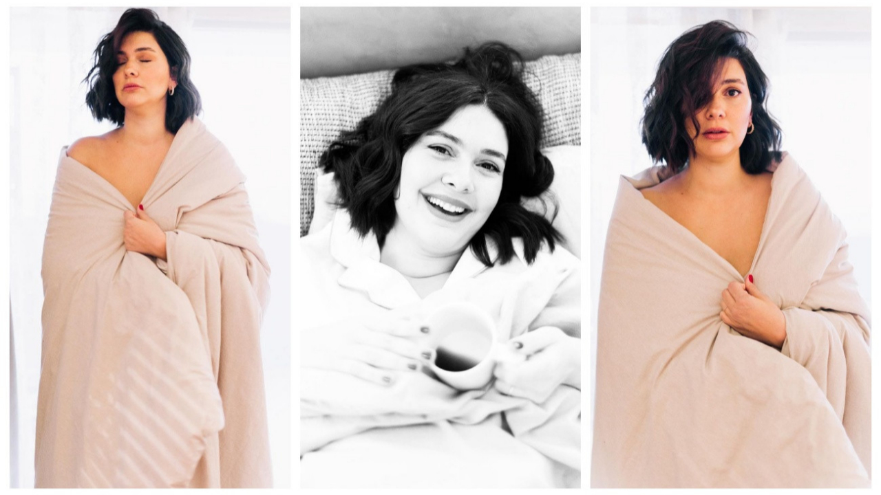 Bergüzar Korel'in yorgana sarıldığı pozlarına beğeni yağdı