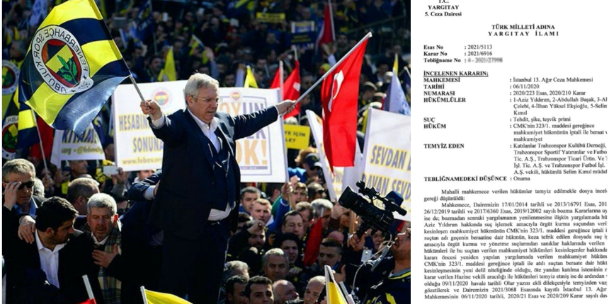 Aziz Yıldırım ve Fenerbahçeli yöneticilerin "şike davası"ndaki beraat kararı onandı