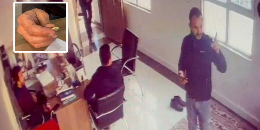 Ofisine yorgun mermi isabet etti! Ölümden döndüğü anlar kamerada!