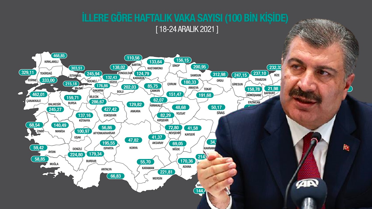 Bakan Koca güncel il il koronavirüs vaka haritasını paylaştı
