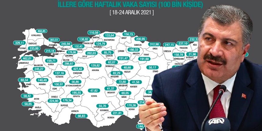 Bakan Koca güncel il il koronavirüs vaka haritasını paylaştı