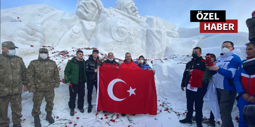 Sarıkamış şehitleri anısına yapılan kardan heykeller törenle açıldı