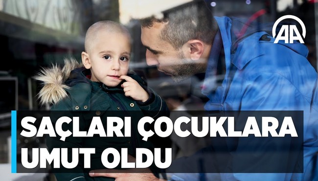Oğlunun saçını lösemili çocuklar için bağışladı...